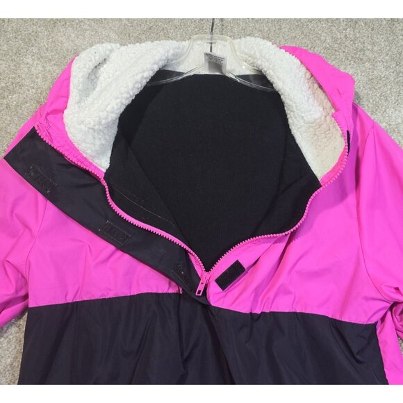 Victoria's Secret Pink Sherpa Hood Lined Anorak 1/2 Zip Logo Windbreaker Sz XS-S - Picture 8 of 12